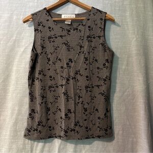 Casual Corner Tank Top Sleeveless Gray/Black Floral Women’s Sz M